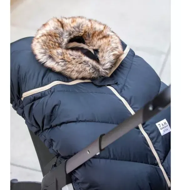 Janie and Jack Car Seats-Car Seat Cocoon - Tundra black faux fur