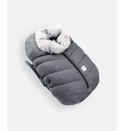 Janie and Jack Car Seats-Car Seat Cocoon - Tundra heather grey dark - arctic faux fur