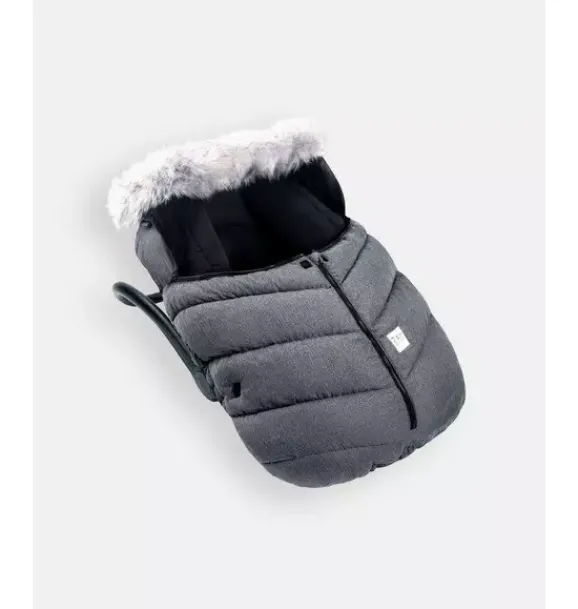 Janie and Jack Car Seats-Car Seat Cocoon - Tundra heather grey dark - arctic faux fur