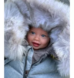 Janie and Jack Car Seats-Car Seat Cocoon - Tundra heather grey dark - arctic faux fur