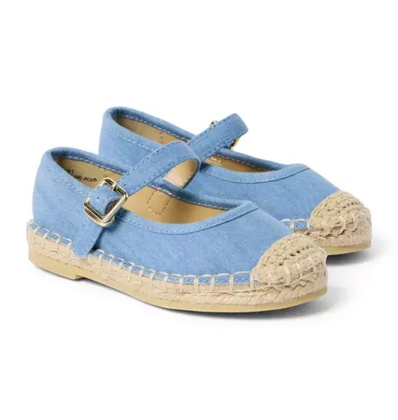 Janie and Jack Shoes-Chambray Espadrille Ballet Flat poxie medium wash