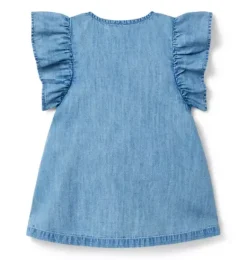 Janie and Jack Dresses-Chambray Ruffle Sleeve Dress moxie light wash