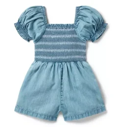 Janie and Jack Rompers & Jumpsuits-Chambray Smocked Romper moxie light wash