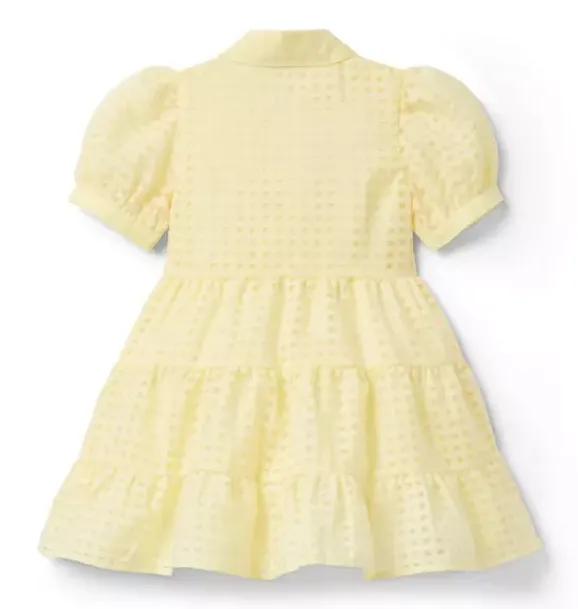 Janie and Jack Dresses-Checked Organza Dress buttermilk check