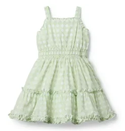 Janie and Jack Dresses-Checked Ruffle Dress green fields check