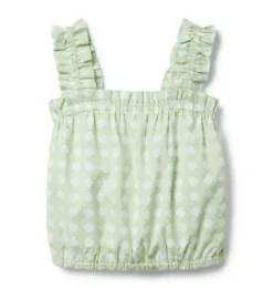 Janie and Jack Sleeveless Tops|Matching Sets-Checked Ruffle Strap Top green fields check