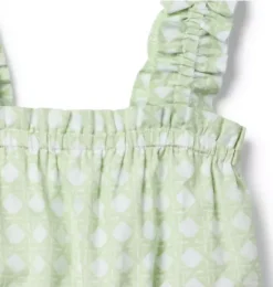 Janie and Jack Sleeveless Tops|Matching Sets-Checked Ruffle Strap Top green fields check