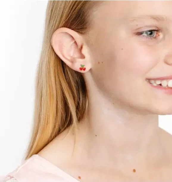 Janie and Jack Kids Accessories|Jewelry-Cherries Stud Earrings red