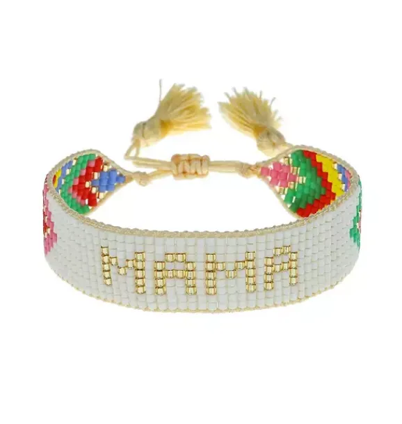 Janie and Jack Adult Accessories|Jewelry-Chevron MAMA Beaded Bracelet rainbow
