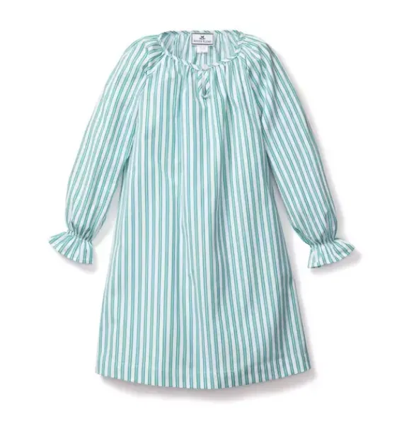 Janie and Jack Kids Pajamas|Petite Plume-Children's Delphine Nightgown in emerald ticking