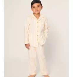 Janie and Jack Kids Pajamas|Petite Plume-Children's Twill Pajama in Sunny Stripe yellow