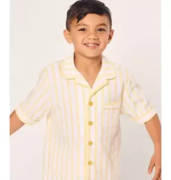 Janie and Jack Kids Pajamas|Petite Plume-Children's Twill Short Set in Sunny Stripe yellow