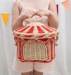 Janie and Jack Storage-Circus Tent Basket - red & straw