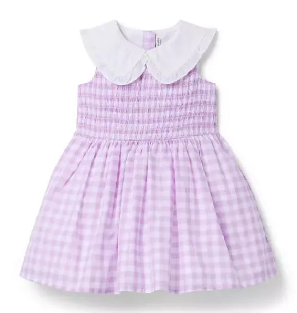 Janie and Jack Dresses-Collared Gingham Dress alpine purple gingham