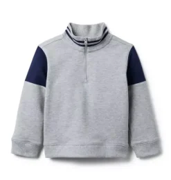 Janie and Jack Matching Sets|Sweaters & Sweatshirts-Colorblock Half Zip Sweatshirt classic grey heather