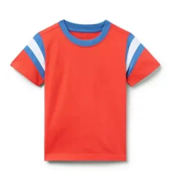 Janie and Jack Tees-Colorblock Tee vibrant poppy