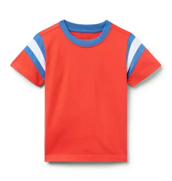 Janie and Jack Tees-Colorblock Tee vibrant poppy