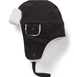 Janie and Jack Hats & Gloves-Corduroy Trapper Hat dark grey