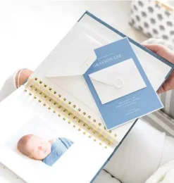 Janie and Jack Desk Accessories-Baby Book cream and black pindot