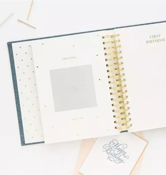Janie and Jack Desk Accessories-Baby Book cream and black pindot