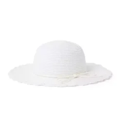 Janie and Jack Hats, Scarves, & Gloves|Accessories-Crochet Brim Straw Sun Hat white