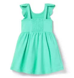 Janie and Jack Dresses-Crochet Collar Ponte Dress fresh mint