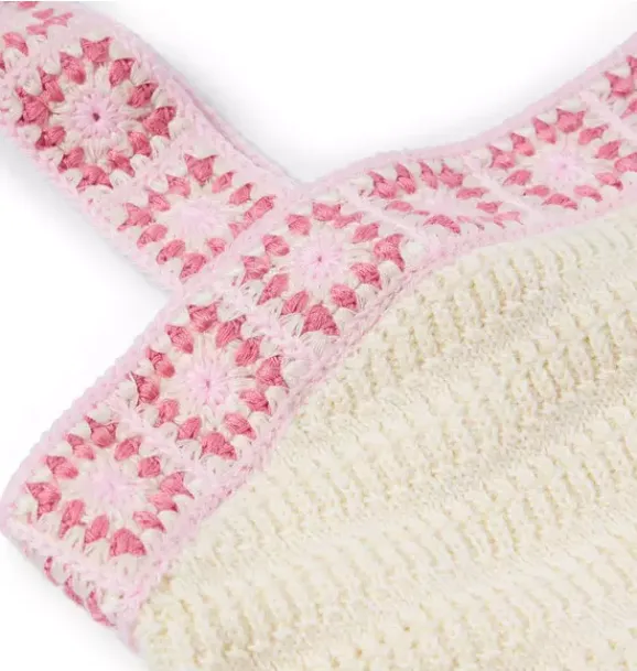 Janie and Jack Sweaters & Sweatshirts|Sleeveless Tops-Crochet Floral Trim Peplum Top freshwater pearl
