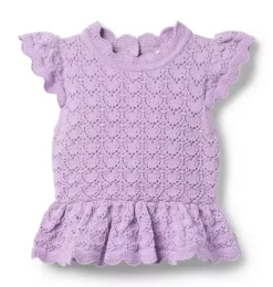 Janie and Jack Sweaters & Sweatshirts-Crochet Peplum Top alpine purple