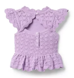 Janie and Jack Sweaters & Sweatshirts-Crochet Peplum Top alpine purple