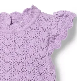 Janie and Jack Sweaters & Sweatshirts-Crochet Peplum Top alpine purple