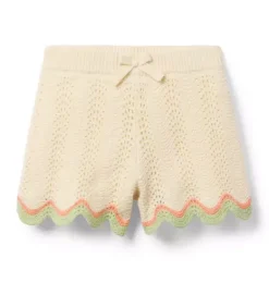 Janie and Jack Matching Sets|Skirts & Shorts-Crochet Scallop Hem Short vanilla foam