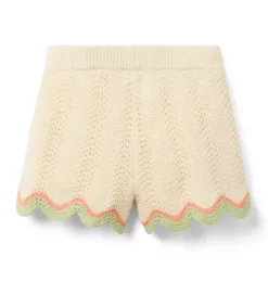Janie and Jack Matching Sets|Skirts & Shorts-Crochet Scallop Hem Short vanilla foam