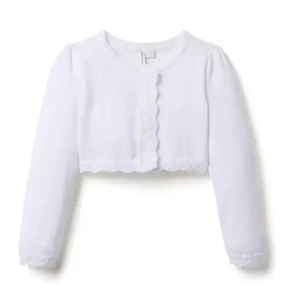 Janie and Jack Sweaters & Sweatshirts-Crochet Trim Cropped Cardigan white