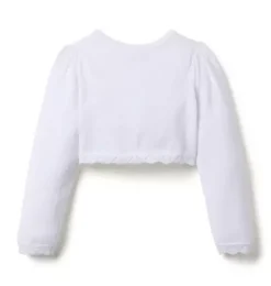 Janie and Jack Sweaters & Sweatshirts-Crochet Trim Cropped Cardigan white