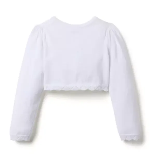 Janie and Jack Sweaters & Sweatshirts-Crochet Trim Cropped Cardigan white