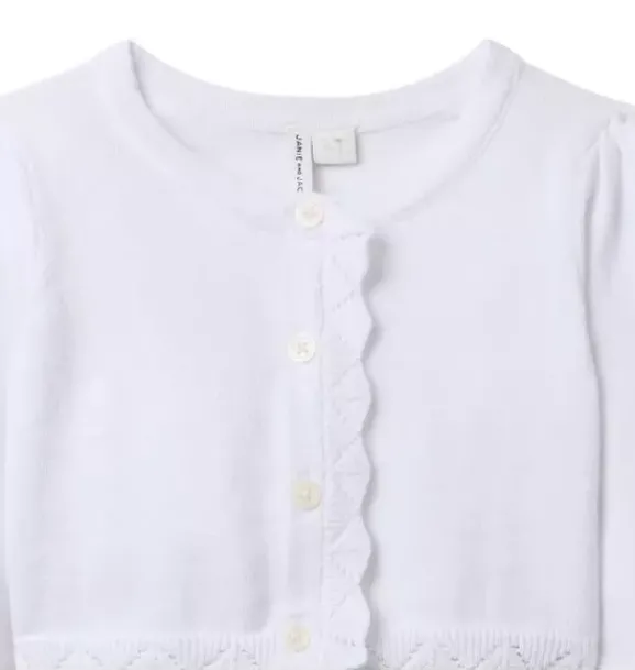 Janie and Jack Sweaters & Sweatshirts-Crochet Trim Cropped Cardigan white