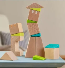 Janie and Jack Development Toys-Crooked Towers Wooden Blocks multi-color