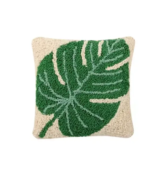Janie and Jack Decorative Pillows And Throws-Cushion Monstera natural and monstera green
