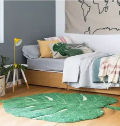 Janie and Jack Decorative Pillows And Throws-Cushion Monstera natural and monstera green
