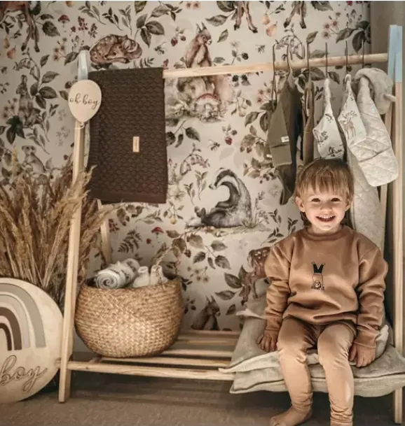 Janie and Jack Wallpaper-Cute Forest Animals Light Wallpaper multi