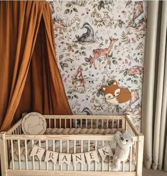 Janie and Jack Wallpaper-Cute Forest Animals Light Wallpaper multi