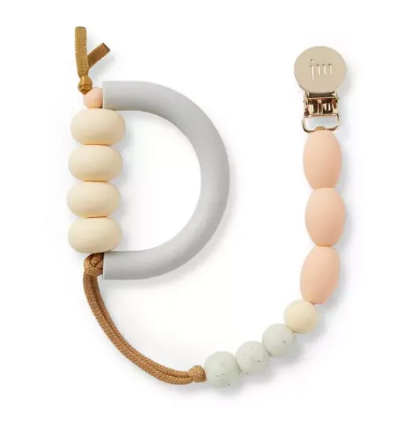 Janie and Jack Teethers And Bottles-Dandelion Arch Teether + Clip Set soft pink