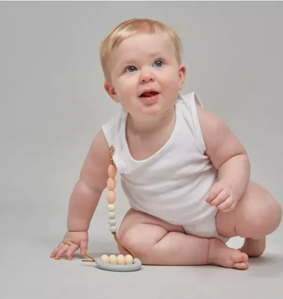Janie and Jack Teethers And Bottles-Dandelion Arch Teether + Clip Set soft pink