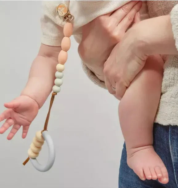 Janie and Jack Teethers And Bottles-Dandelion Arch Teether + Clip Set soft pink