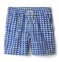 Janie and Jack Swim-Dawne Florine Men's Tile Print Swim Trunk blue delta tile print