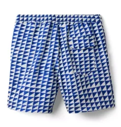 Janie and Jack Swim-Dawne Florine Men's Tile Print Swim Trunk blue delta tile print