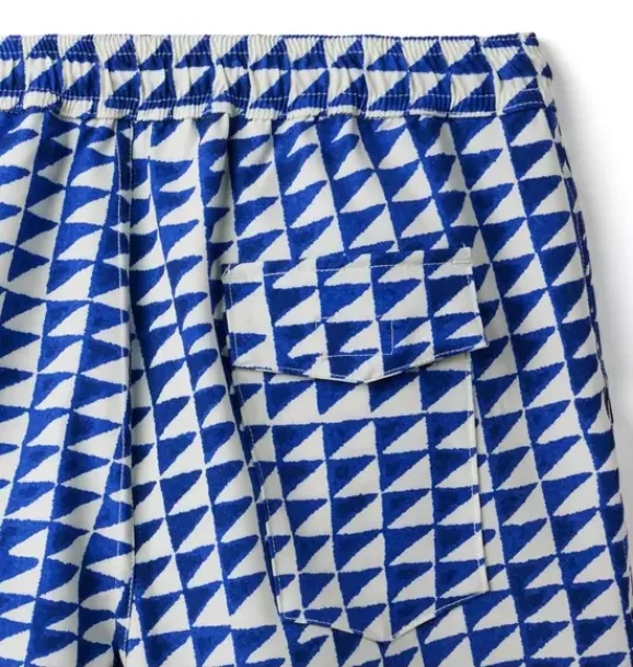 Janie and Jack Swim-Dawne Florine Men's Tile Print Swim Trunk blue delta tile print