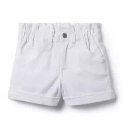Janie and Jack Skirts & Shorts-Denim Paperbag Waist Short white
