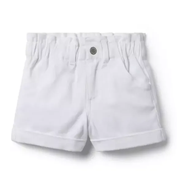 Janie and Jack Skirts & Shorts-Denim Paperbag Waist Short white