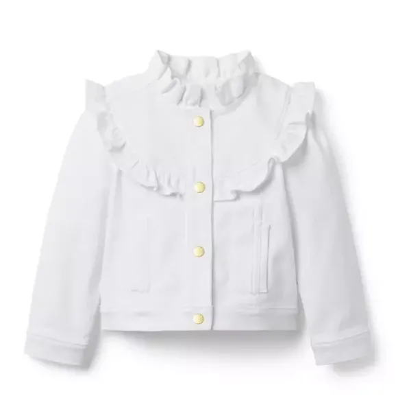 Janie and Jack Jackets & Coats-Denim Ruffle Jacket white